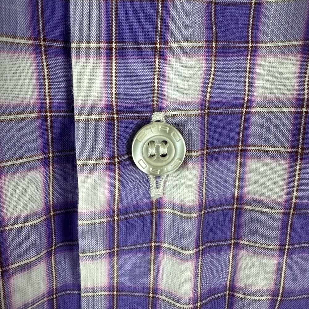 Etro Purple Checkered Mens Shirt Size Medium